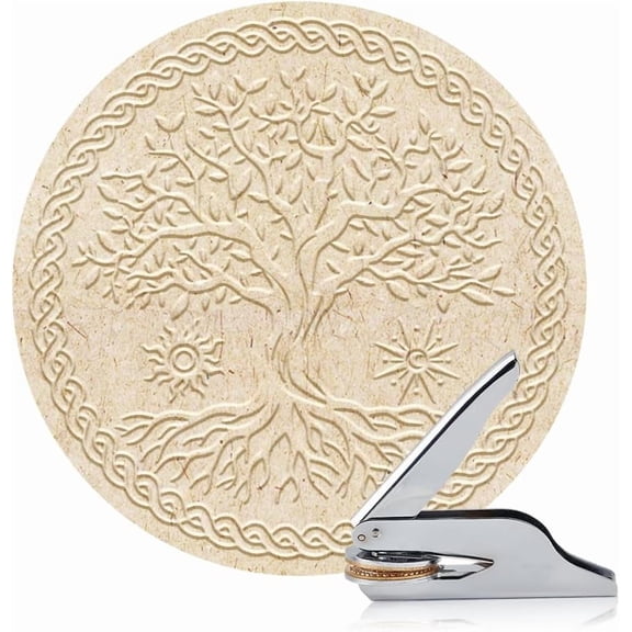 Book Embosser Personalized Tree of Life Pattern Book Stamp Durable Library Stamp with Handle Set for Books Library Envelopes Documents Invitation