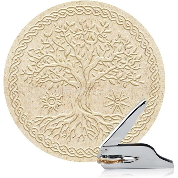 Book Embosser Personalized Tree of Life Pattern Book Stamp Durable Library Stamp with Handle Set for Books Library Envelopes Documents Invitation