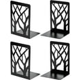 thumbnail image 1 of Book Ends 2 Pairs, Tree Design Modern Metal Bookends for Shelves, Heavy Duty Metal Book Stopper for Home Office, Black(4 Pack), 1 of 10