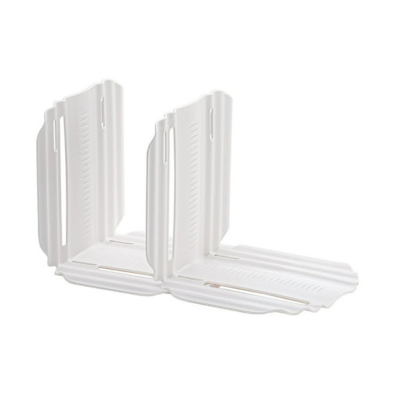 Book Ends Bookends Book Organizer Shelf Dividers Drawer Dividers Closet Organizers and Storage 2 Pcs Adjustable Bookends with Expandable Design 6" (White)