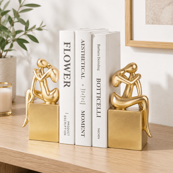Book Ends Bookends Girl Thinker Design Bookshaccessories Non-sheavy ...