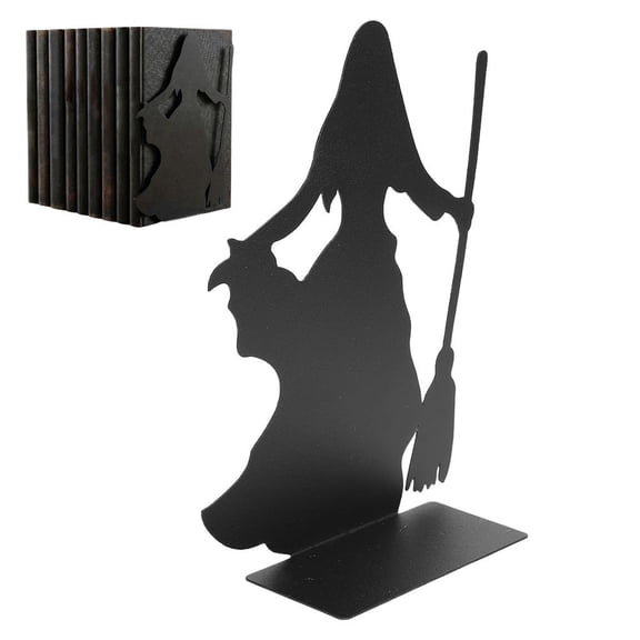 Book Ends, Multipurpose Exquisite Witch Design, Book Nook Bookend Bookshelf Insert Decor, Stainless Iron Decorative Bookends for Shelves Home Decor Office Desk Living Room