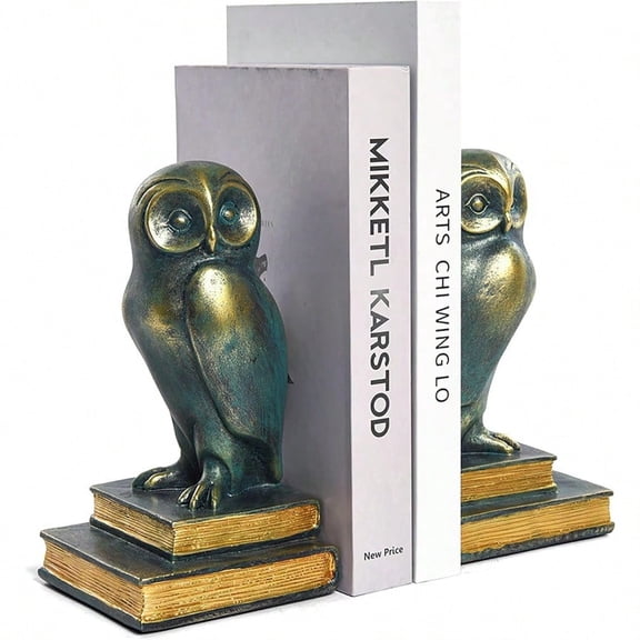 Book Ends for Shees Owl Decorative Bookends Bronze Bird Book Stopper Unique Book Holders with AntiSlip Base Luxurious Bookends for Rooms Office Home Decor Bronze
