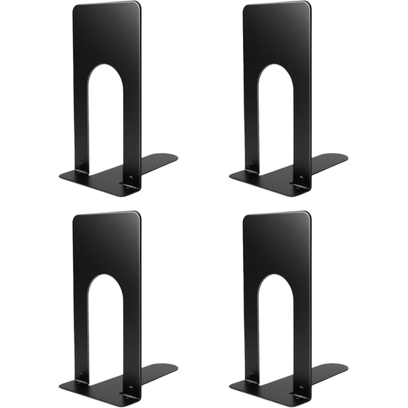 Book Ends for Shelves, 4 Pack Metal Bookends, Compact Book Stopper for Small Books, CDs, Vinyl Records, Desk & Classroom Organizer, 3.9x2.8x5.2 Inch, Gift for Book Lovers