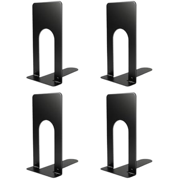 Book Ends for Shelves, 4 Pack Metal Bookends, Compact Book Stopper for Small Books, CDs, Vinyl Records, Desk & Classroom Organizer, 3.9x2.8x5.2 Inch$$Office