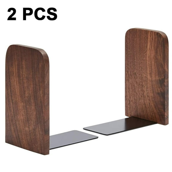 Book Ends Universal Bookends for Shelves, Non-Skid Bookend, Decorative Heavy Duty Wood Book End, Home Decor Wooden Book Stopper for Books/CDs,1 Pairs,Style:Black walnut square head;