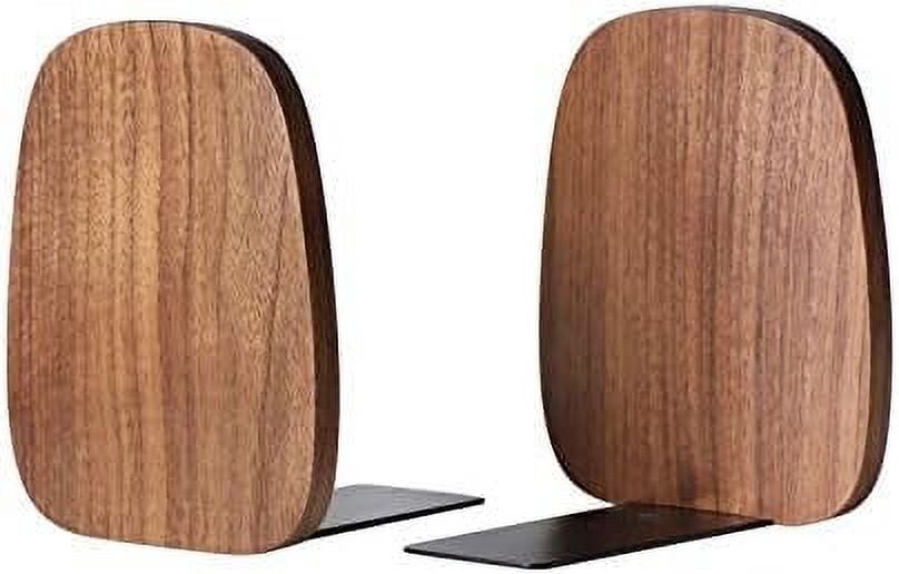 Book Ends for Shelves, Non-Skid Bookends for Heavy Books, Wooden Book ...