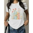 thumbnail image 1 of Book Flower Graphic Tee T-Shirt Reading Cotton Top Books Blooms Design Short Sleeve Crew Neck White S-5XL, 1 of 5