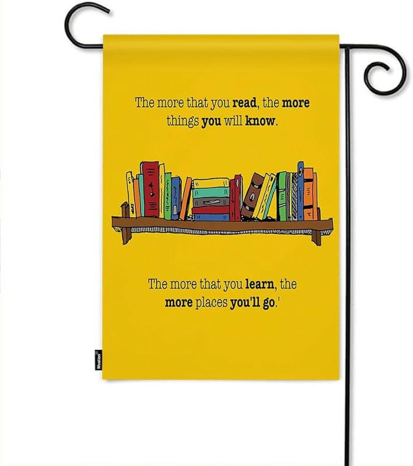 Book Garden Flag Motivational Quote The More You Read Learn Home Flags Double-Sided Banner Welcome Yard Flag Outdoor Decor. Lawn Villa