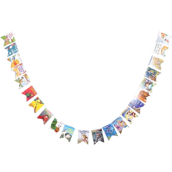 Crafter King Multi-color Paper Childrens Storybook Garland, 22 Count Happy Birthday Party Banner for Kids Room Decor