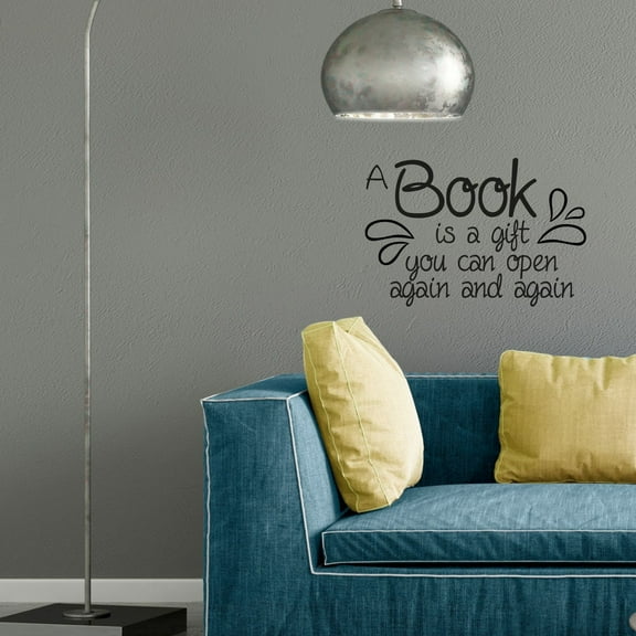 A Book Is A Gift You Can Open Again And Again - Reading Quote Vinyl Wall Art Wall Sticker Wall Decal Home Kids Room Study Room Boys Girls Room Wall Décoration Design Cute Wall Décor Size (24x40 inch)