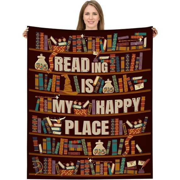 Book Gifts for Women, 60"x80" Book Blanket, Reading Blanket, Book Gifts for Book Lovers, Gifts for Readers Book Lovers Women, Bookish Items Gifts, Book Accessories for Reading Lovers