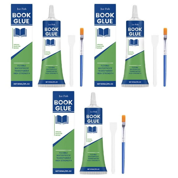 Book Glue, 60ML Premium Book Binding Glue, Clear B-ook Binding Adhesive, Dries Clear Strong, for B-ook Repair, Envelopes, Postcards, Paper Craft Greeting Cards, Invitations, Crafts DIY