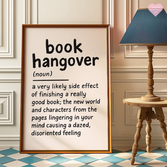 Book Hangover Definition Poster - Aesthetic Book Wall Art for Book Lovers and Book Nook Decor UNFRAMED Poster