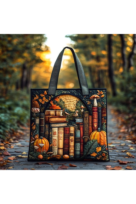 Book Haven Quilted Tote Bag, Book Lover Shoulder Bag, Cozy Reader Gift, Padded Cotton Tote, Everyday Carry Bag