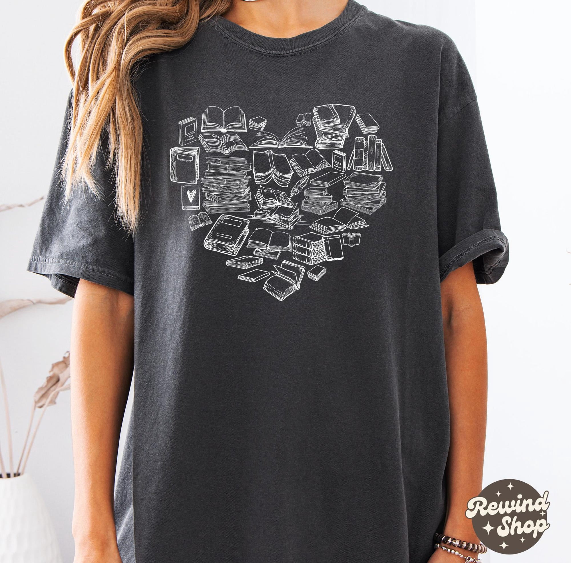 Book Heart Shirt Book Lover TShirts for women Womens Reading Graphic ...
