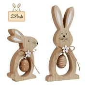 Book Hot Deals! 2Pcs Easter Decorations For The Home Farmhouse Rustic Wooden Bunny With Egg Easter Tiered Tray Decor Happy Spring Decoration For Indoor Home Easter Tabletop Decoration Easter