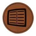 thumbnail image 1 of Book Journal Planner Study School Symbol 2.5" Faux Leather Round Engraved Iron-On Patch - Brown, 1 of 6