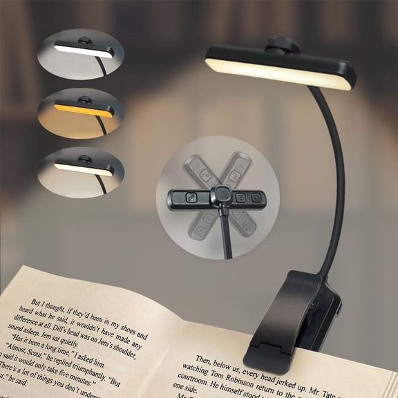 Book Light 24 LED Rechargeable Reading Light Reading in Bed 3 Color 80 Hrs Runtime Clip on Light