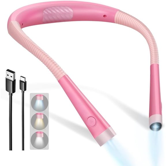 Book Light, 3-Color & 6-Brightness Reading Light, Bendable Light, 80-hr Lasting Rechargeable Book Light, Reading Lights for Books in Bed, Knitting, Book Lovers Gifts - 1Pack