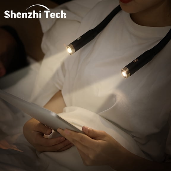 Book Light, 3-Color & 6-Brightness Reading Light, Bendable Neck Light, 80-hr Lasting Rechargeable Book Light, Perfect Reading Lights for Books In Bed, Knitting, Repairing, Book Lovers Gifts, 1200mAh