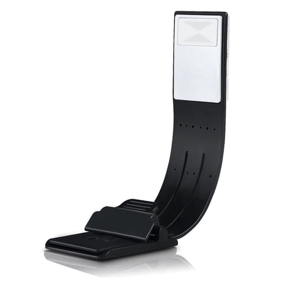Book Light, LED Clip Reading Lamp USB Rechargeable Tough Switch 4 Levels Adjustable Brightness Flexible Light Multifunctional & Bed Lamp for Reading with Book,etc,1 * Folding LED 1 * shelf,black