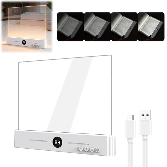Book Light, Led Reading Clip On Book Light Rechargeable, 2026 Upgraded Flat Night Light with 3 Colors & Timer Lamp, Stepless Dimming Anti-Glare Intelligent Design, Reading in Bed (White)