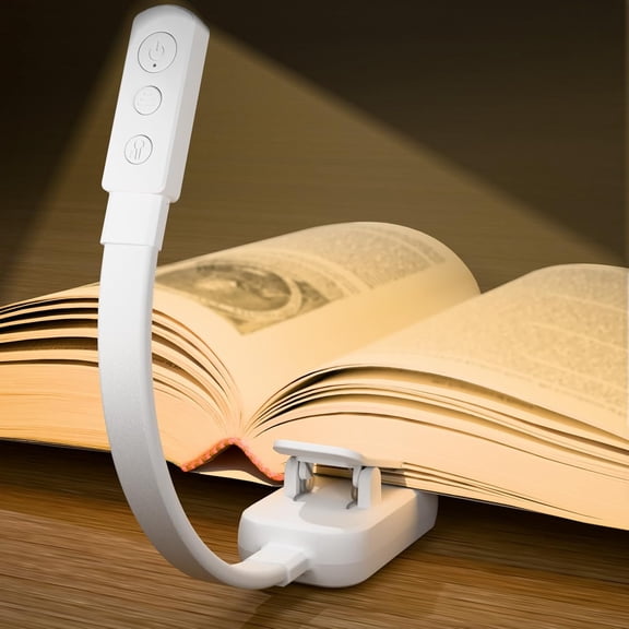 Book Light,Rding Lights for Books in Bed,AAA Battery Clip-On Led Rding Light with 3 Colors & Stepless Dimming,Portable and Ultra-Lightweight Long Runtime(White)