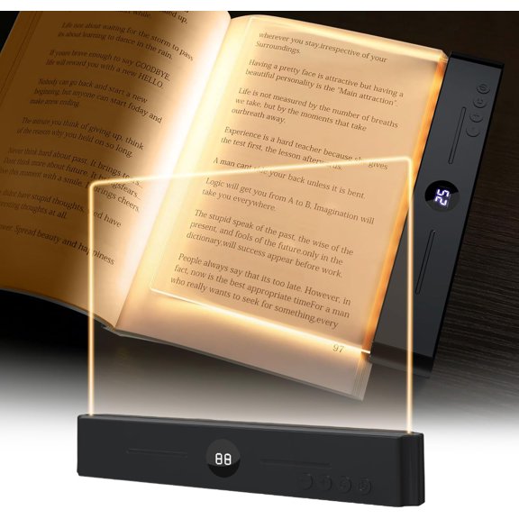 Book Light, Rechargeable Clear LED Flat Lights for Reading in Bed at Night with 3 Colors & Timer, Dimmable Panel Plate Lamp Full Page Bookish Gifts Women Readers Kids Lovers
