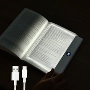 Book Light, Rechargeable Clear LED Flat Reading Light with 3 Colors & Timer,  Dimmable Panel Plate Lamp Book Full Page Light for Reading in Bed at Night, Funny 