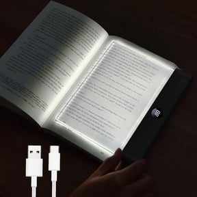 Book Light, Rechargeable Clear LED Flat Reading Light with 3 Colors & Timer,  Dimmable Panel Plate Lamp Book Full Page Light for Reading in Bed at Night, Funny Gifts for Readers Kids Women Men