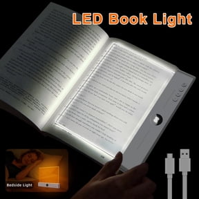 Book Light, Rechargeable Clear LED Flat Reading Light with 3 Colors & Timer, Dimmable Panel Plate Lamp Book Full Page Light for Reading in Bed at Night, Holiday Gifts for Readers