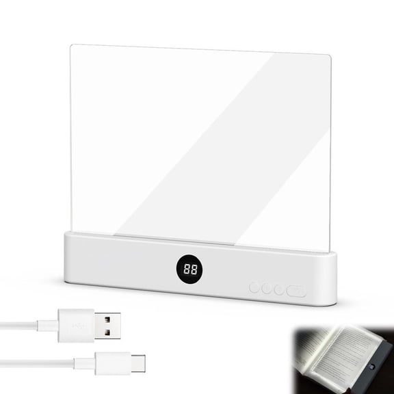 Book Light, Rechargeable Clear Led Flat Reading Light With 3 Colors & Timer, Dimmable Panel Plate Lamp Book Full Page Light For Reading In Bed At Night,Book Page Light,Book Loght,Reading Lamps