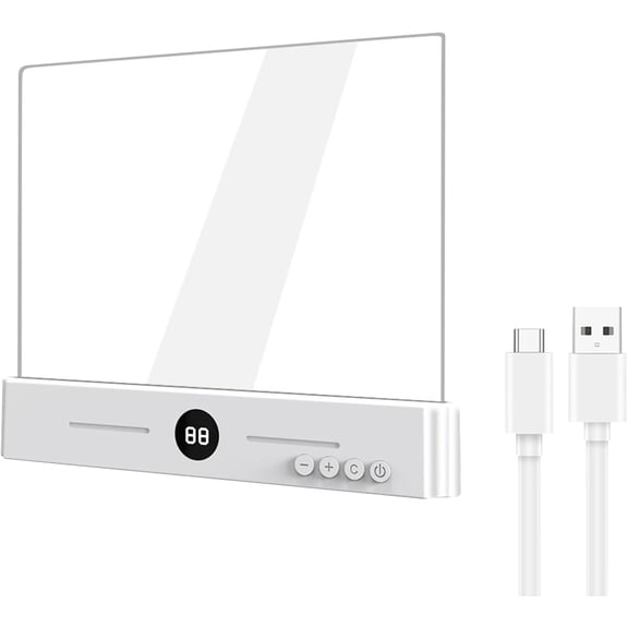 Book Light - Rechargeable Flat LED Panel, Portable Dimmable Reading Lamp with Eye Care Illumination, Slim Transparent Screen Design, Ideal for Bedtime Study Travel Dorm Camping Use