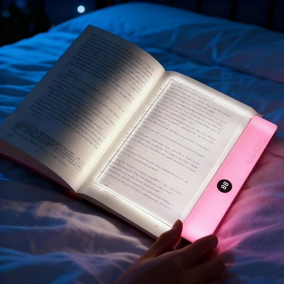 Book Light - Rechargeable LED Reading Flat Clip on Night Light with 3 Colors & Timer Lamp for in Bed - Gifts for Readers Lovers Kids Women Men