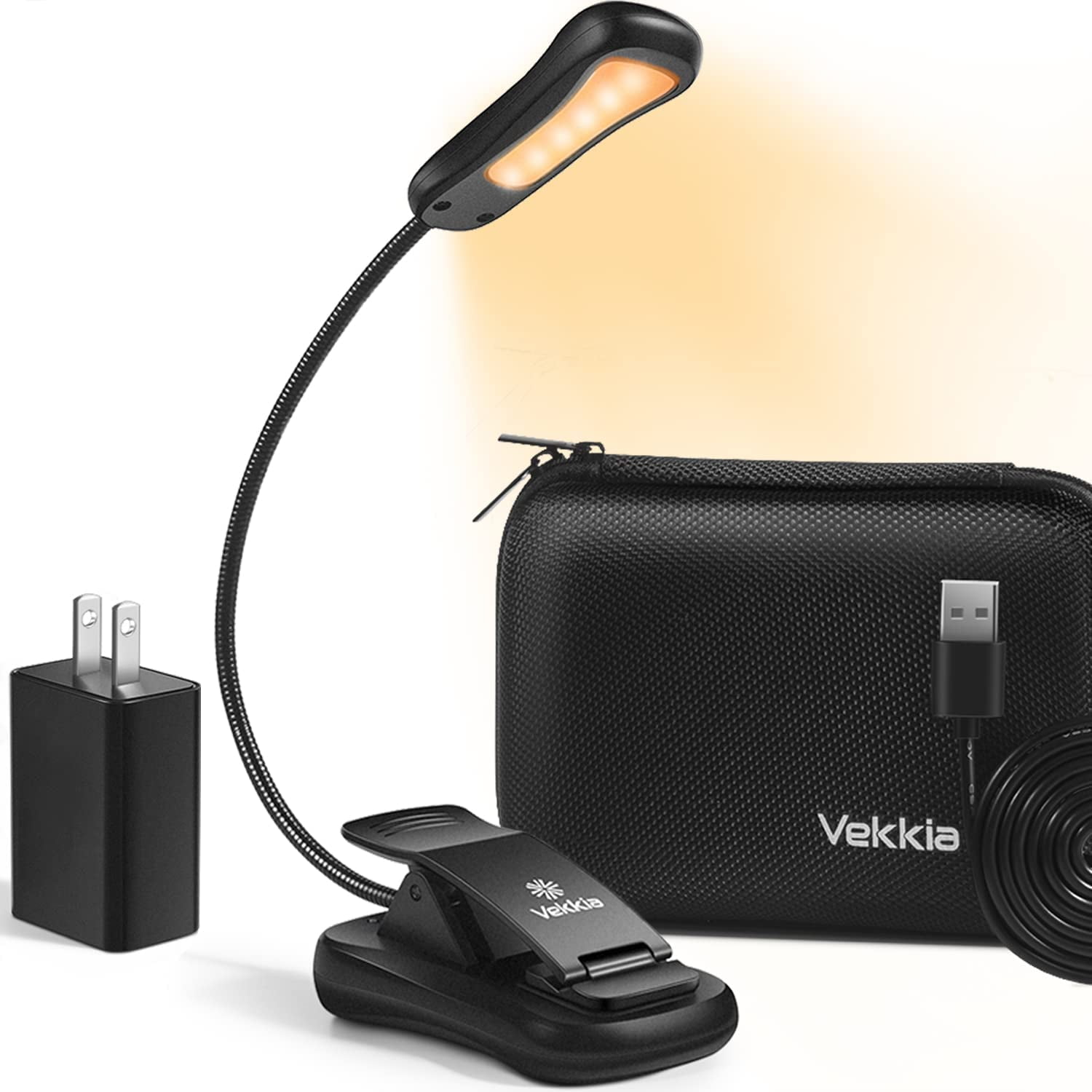 Book Light Set with Charger, Clip on Reading Light in Bed with 3 ...
