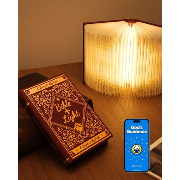 Book Light with Bible Verse, Foldable Paper Desk Lamp for Home Decor, Birthday Gts for ChristiansBook Lovers,Mom and Father