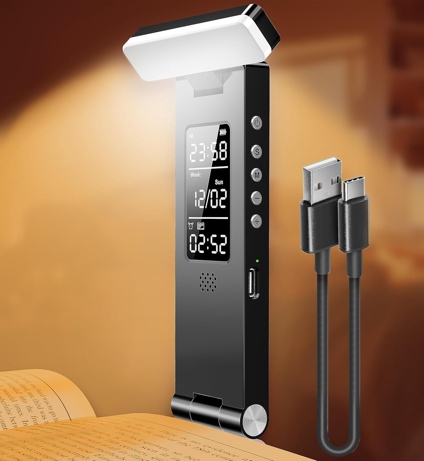 Book Lights, Rechargeable Reading Light in Bed, Smart Adjustable ...
