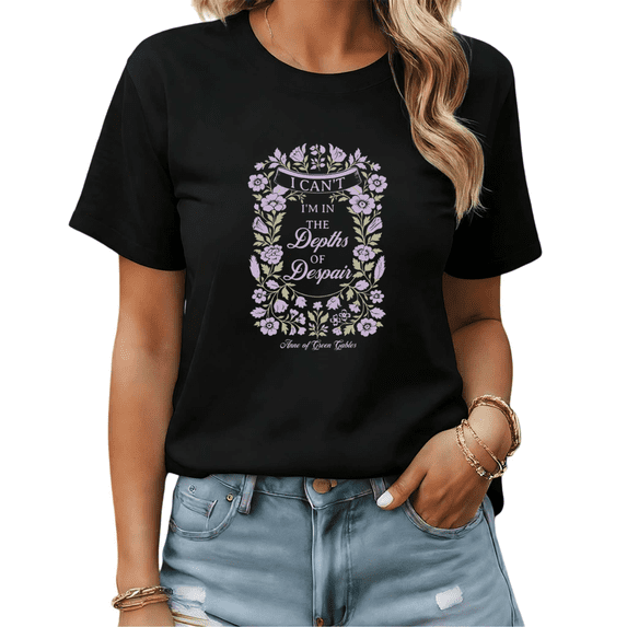 Book Lover Anne of Green Gables Floral Graphic Tees Womans T-shirt Shirts Black White S-5XL Tops