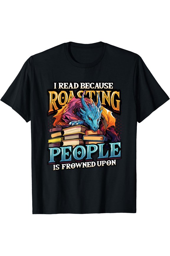 Book Lover Avid Reader Bookworm Dragon Reading Books Reading T-Shirt
