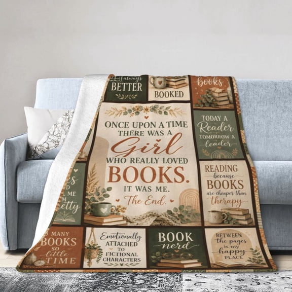Book Lover Blanket Gift Throw Blanket Rustic Reading Cozy Gift for Women Readers Bookworms 50x40