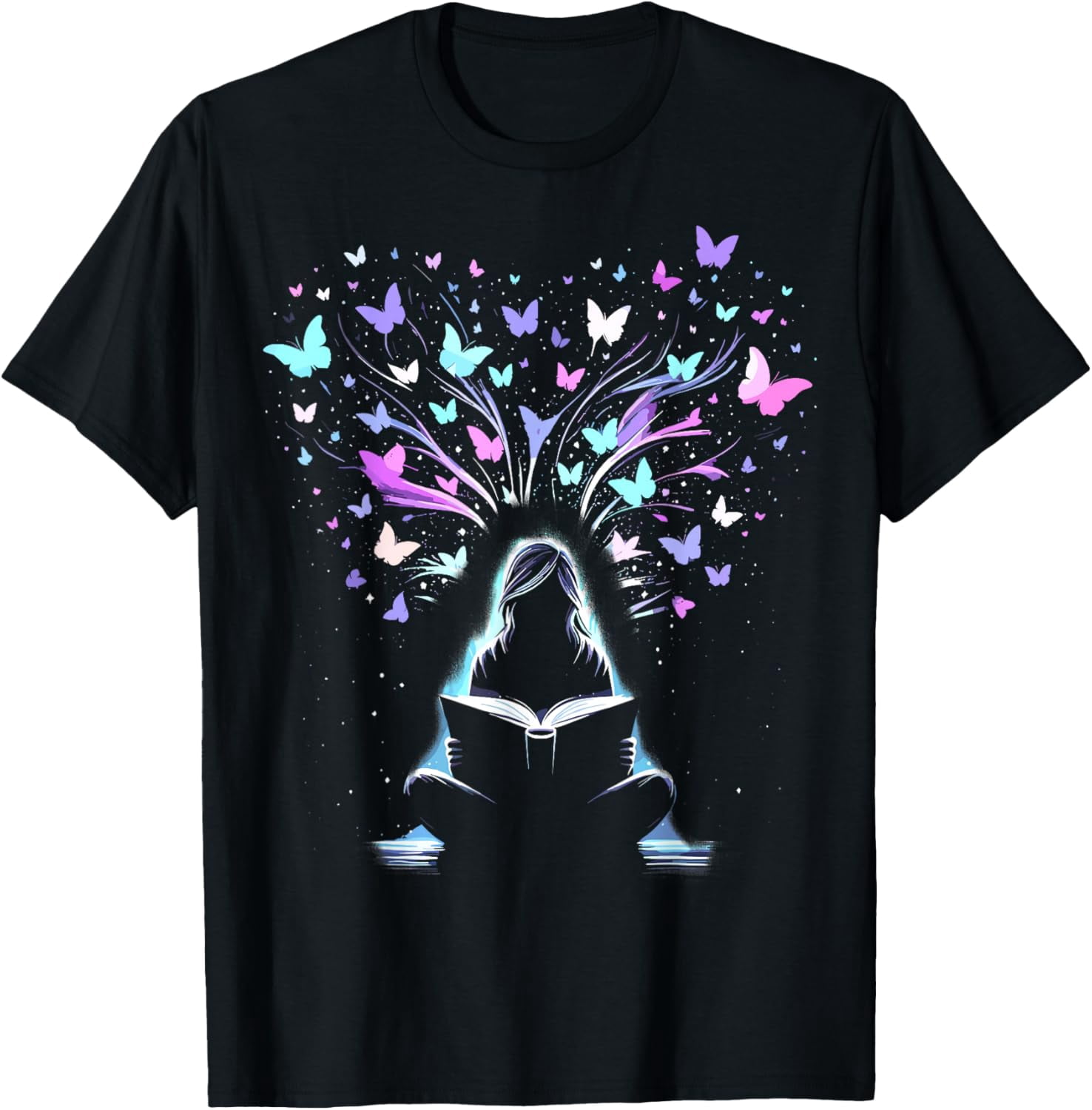 Book Lover Bookworm Reading Books Butterfly T-Shirt- Classic Unisex 100 ...