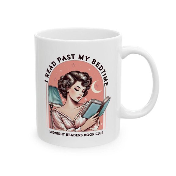 Book Lover Ceramic Mug Cozy Reading Retro Midnight Book Club Tea Coffee Cup