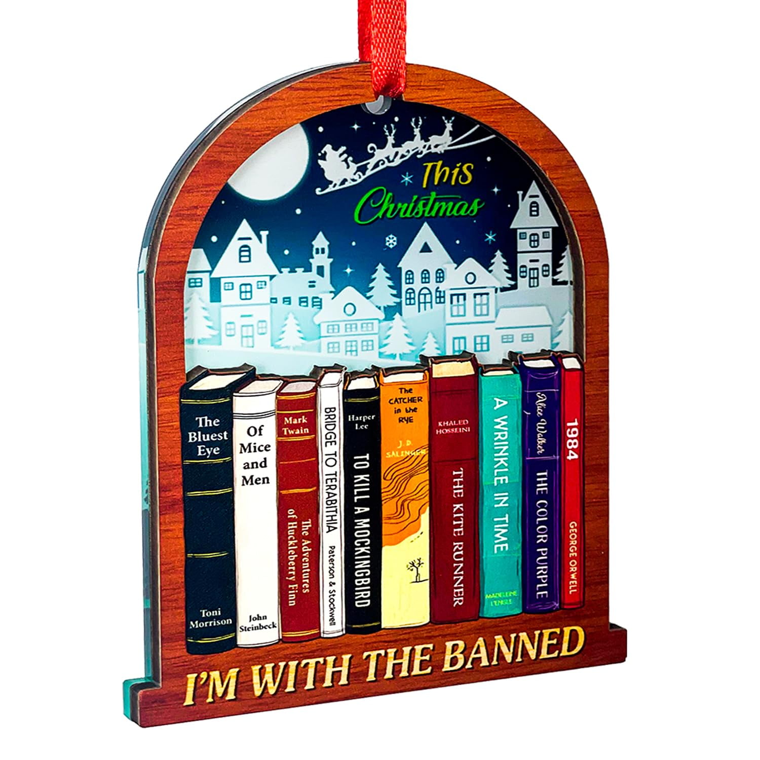 Book Lover Christmas 2Layer BSL1 Wood & Acrylic Book for Readers