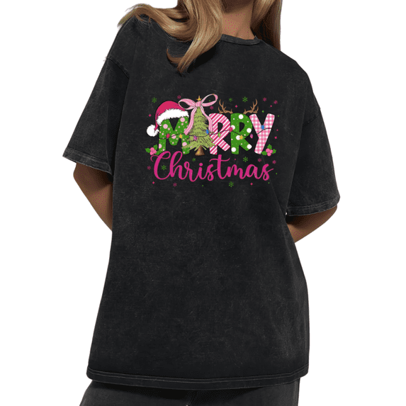 Book Lover Christmas Tree Graphic Tees Shirts Unisex Black Print T-shirt Daily Comfort Casual Tops