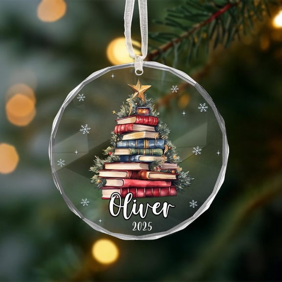 Book Lover Christmas Tree Ornament, Custom Name Book Ornament, Bookish Gift, Book Club Gift, Christmas Gift for Librarian & Reader, Xmas Decor