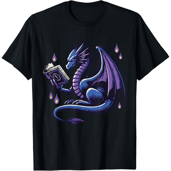 Book Lover Dragon Reading Cool Fantasy Women Girls Men T-Shirt
