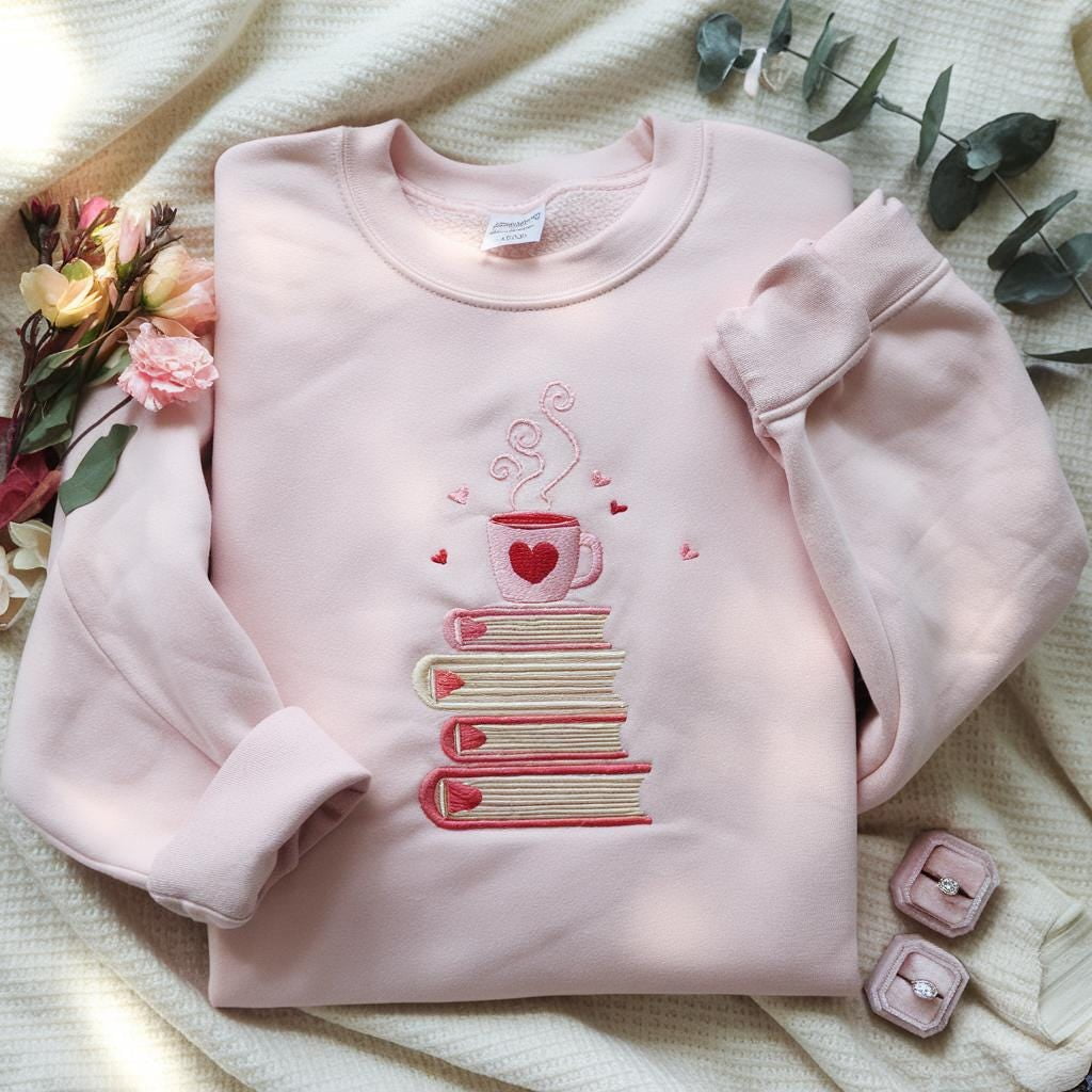 Book Lover Embroidered Sweatshirt, Bookish Valentine's Gift, Cozy ...