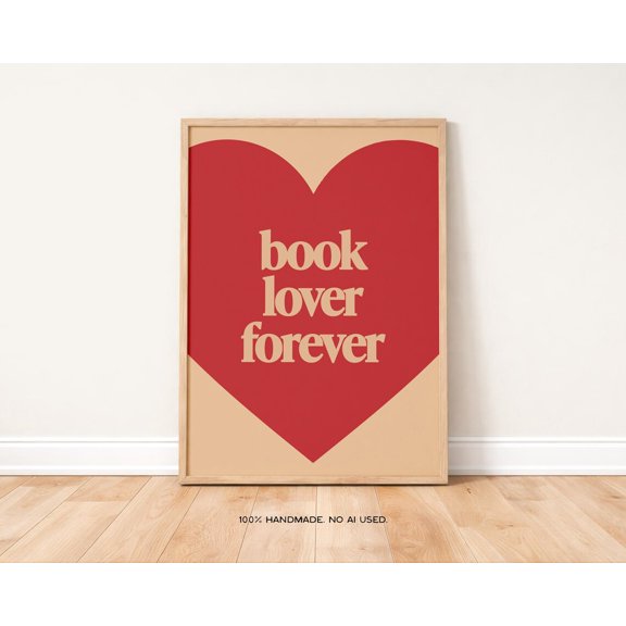 Book Lover Forever Hand Drawn Colorful Gallery Room Wall Art Decor Unframed Paper Print