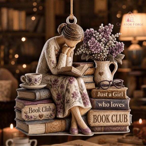 Book Lover Gift Ornament, Book Club Reader Keepsake for Christmas Tree Decor